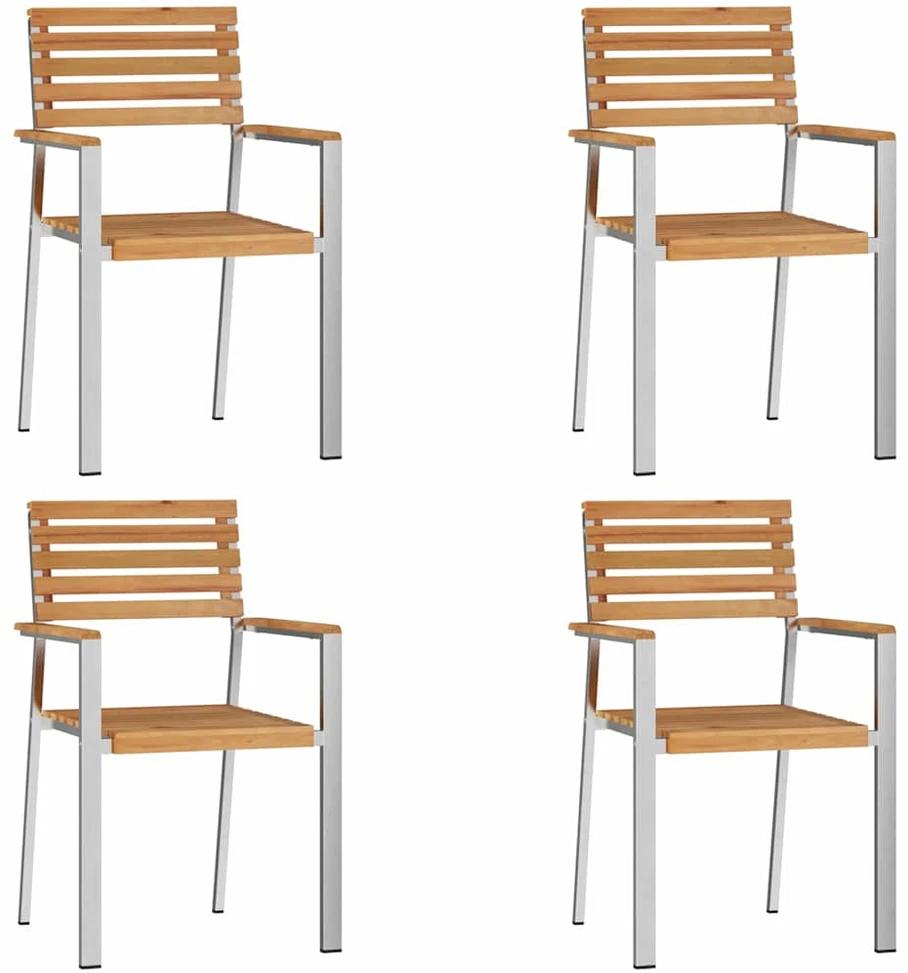 Sodo Kėdė 4 vnt. Standus teisinis medis ir nerūdijantis plienas