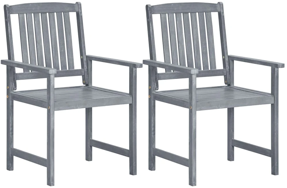 Sodo kėdės, 2vnt., pilkos spalvos, akacijos medienos masyvas
