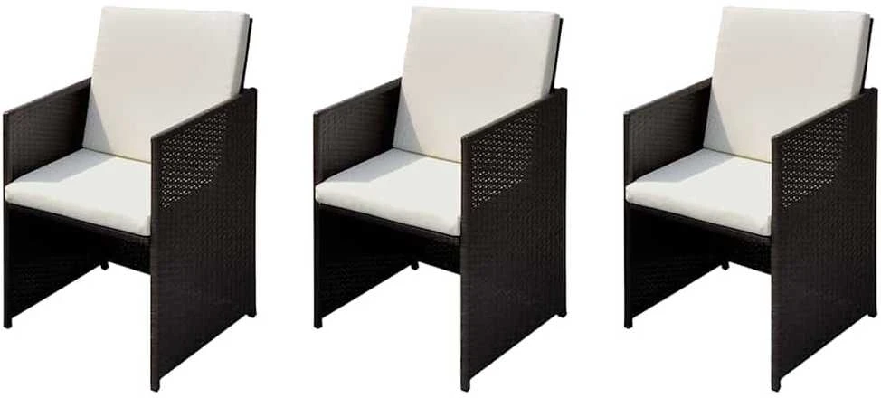 Sodo kėdės 3 pcs Ruda 56 x 52 x 87 cm Poli ratanas