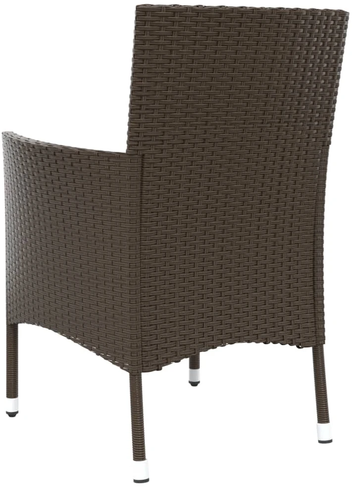 Sodo kėdės su pagalvėlėmis, 4 vnt., rudos spalvos, polirotangas