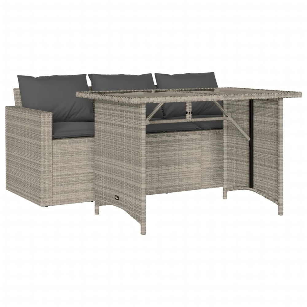 Lauko baldų komplektas Sodo komplektas su pagalvėlėmis, 2 dalių, pilkas, poliratanas