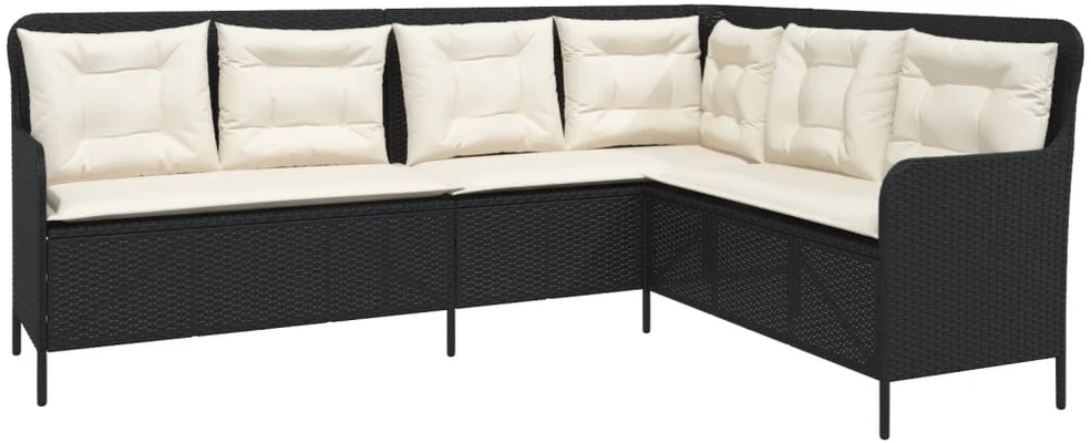 Sofa Sodo komplektas su pagalvėlėmis, 2 dalių, juodas, poliratanas