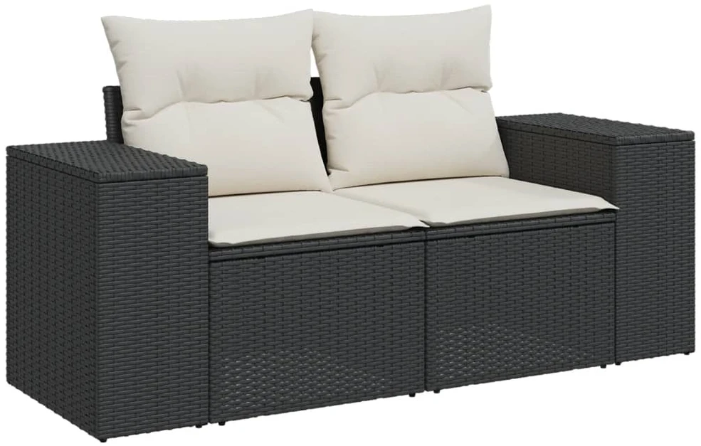 Sodo komplektas su pagalvėlėmis, 3 dalių, juodas, poliratanas