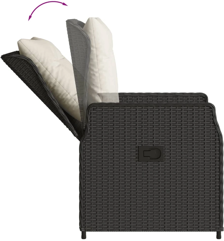 Lauko baldų komplektas Sodo komplektas su pagalvėlėmis, 5 dalių, juodas, poliratanas