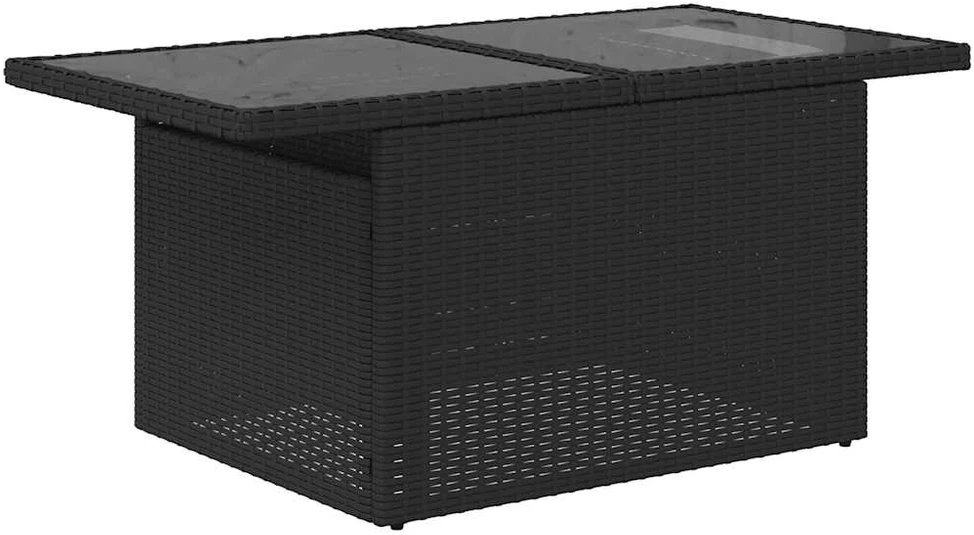 Lauko baldų komplektas Sodo komplektas su pagalvėlėmis, 5 dalių, juodas, poliratanas