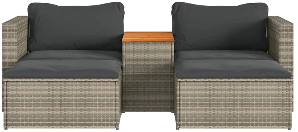 Sodo komplektas su pagalvėlėmis, 5 dalių, poliratanas/akacija
