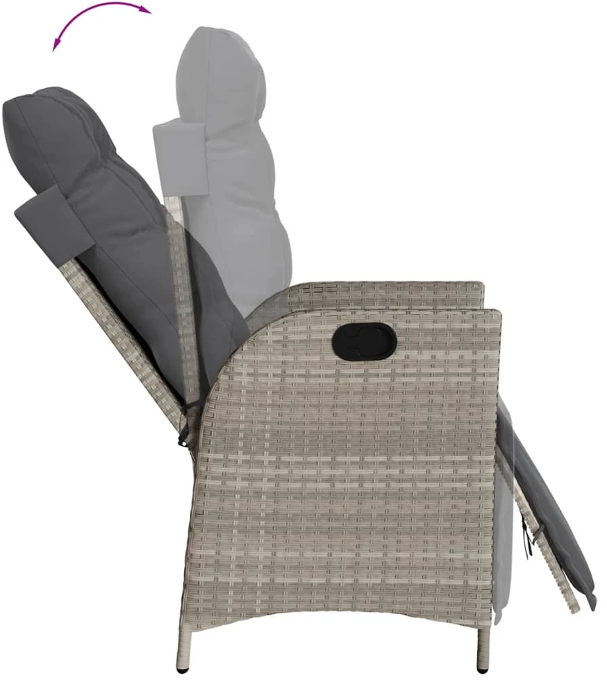 Lauko baldų komplektas Sodo komplektas su pagalvėlėmis, 5 dalių, pilkas, poliratanas