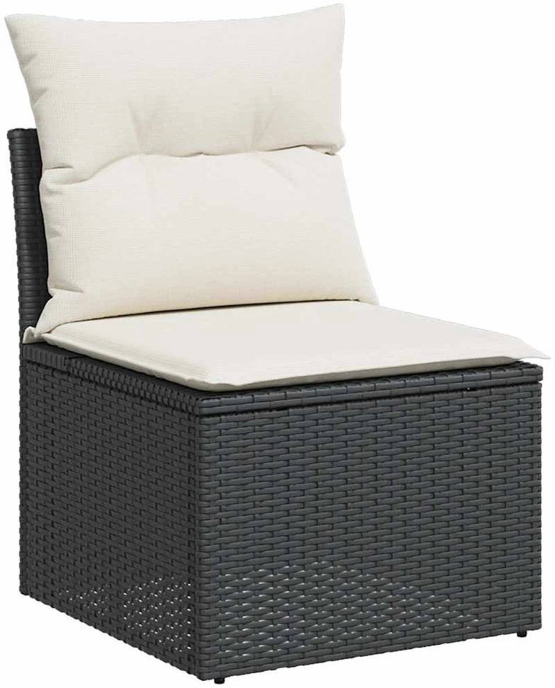 Lauko baldų komplektas Sodo komplektas su pagalvėlėmis, 5 dalių, juodas, poliratanas