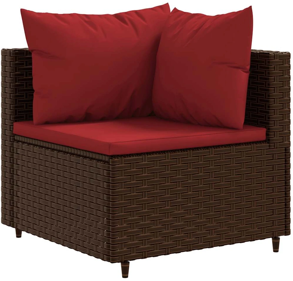 Lauko baldų komplektas Sodo komplektas su pagalvėlėmis, 6 dalių, rudas, poliratanas