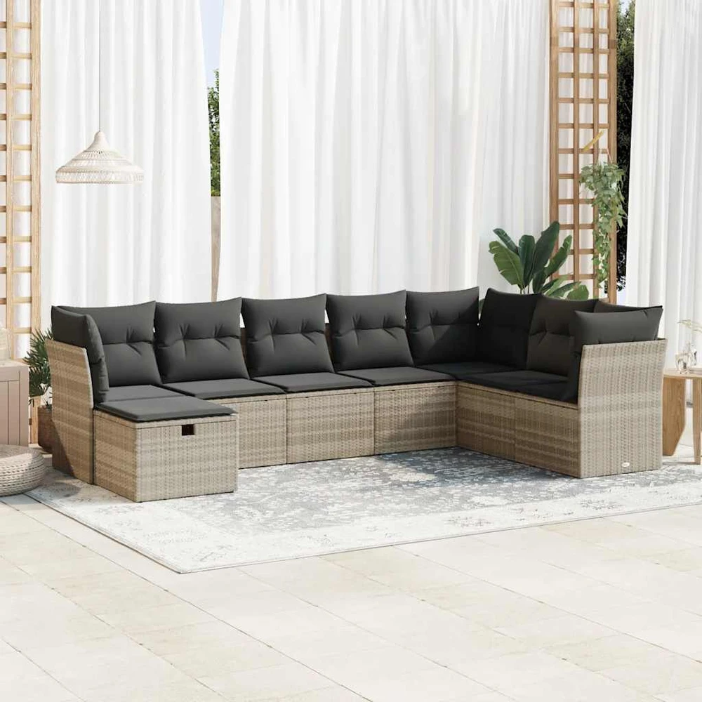 Sodo komplektas su pagalvėlėmis, 8 dalių, pilkas, poliratanas