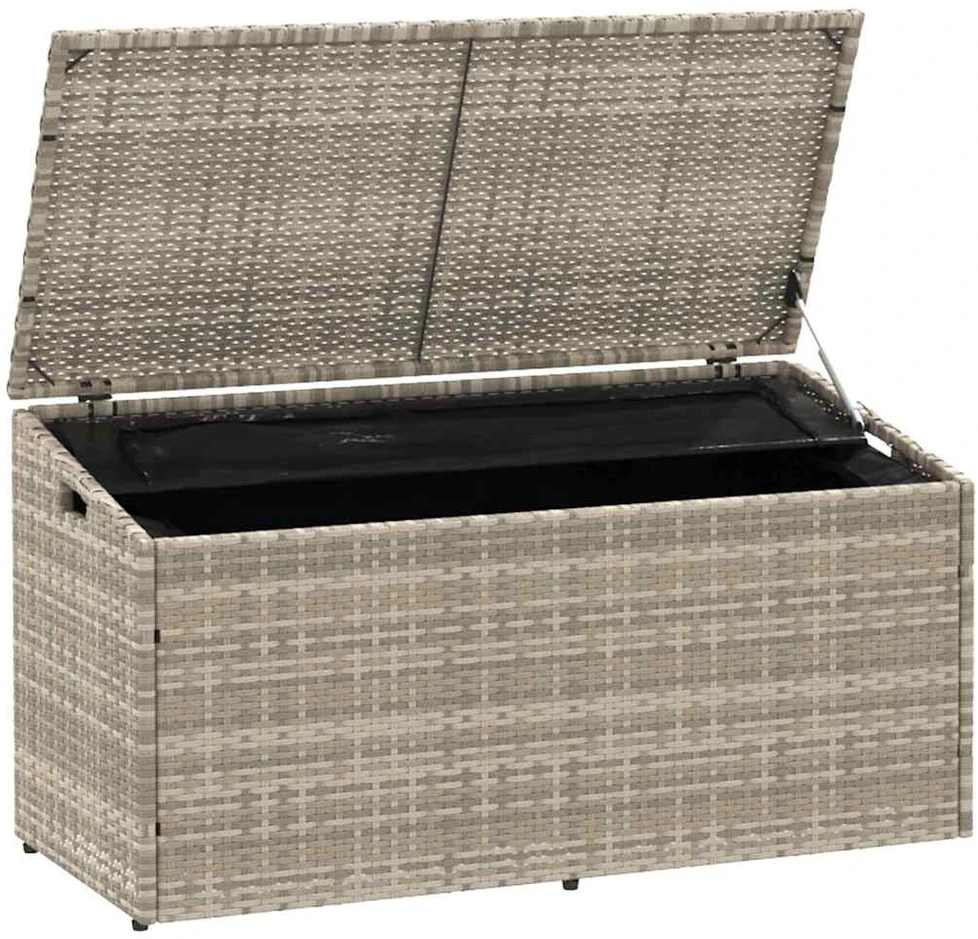 sodo laikymo dėžutė šviesiai pilka 110x50x58 cm poliratanas