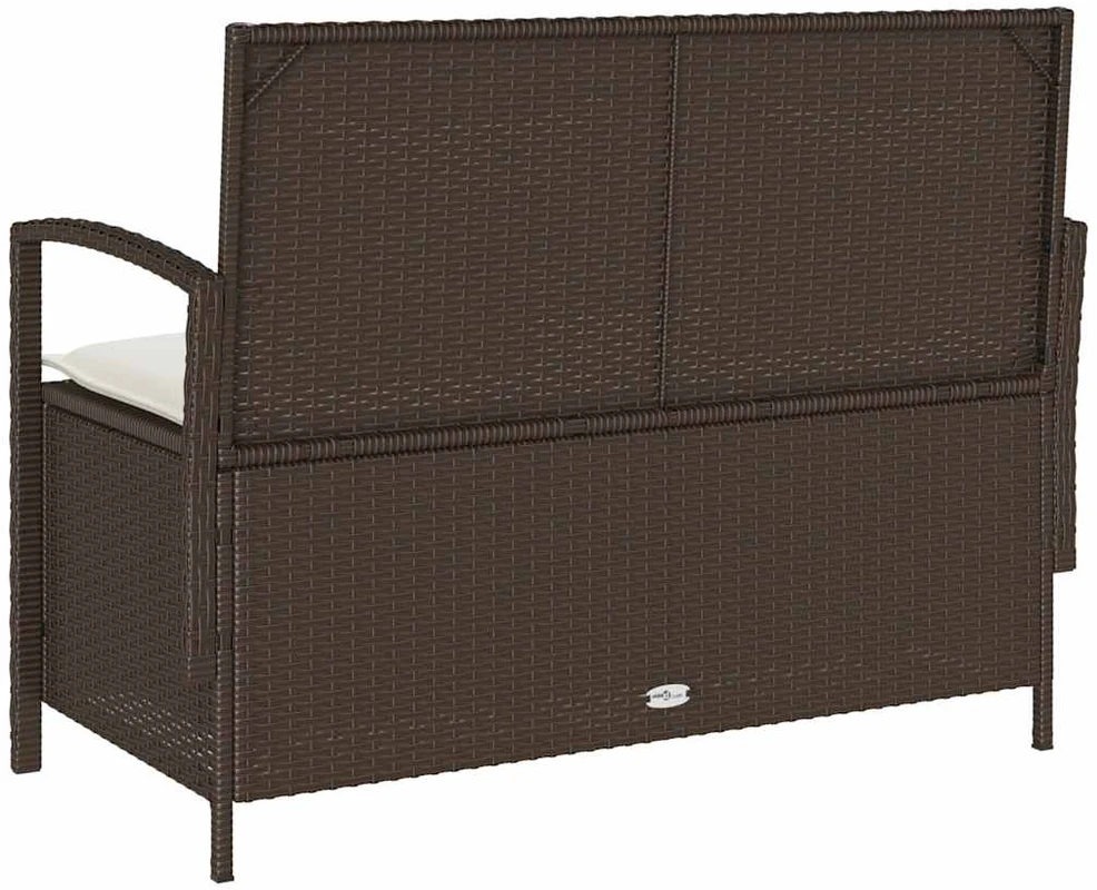sodo laikymo suolas su pagalvėlėmis rudos spalvos poliratanas