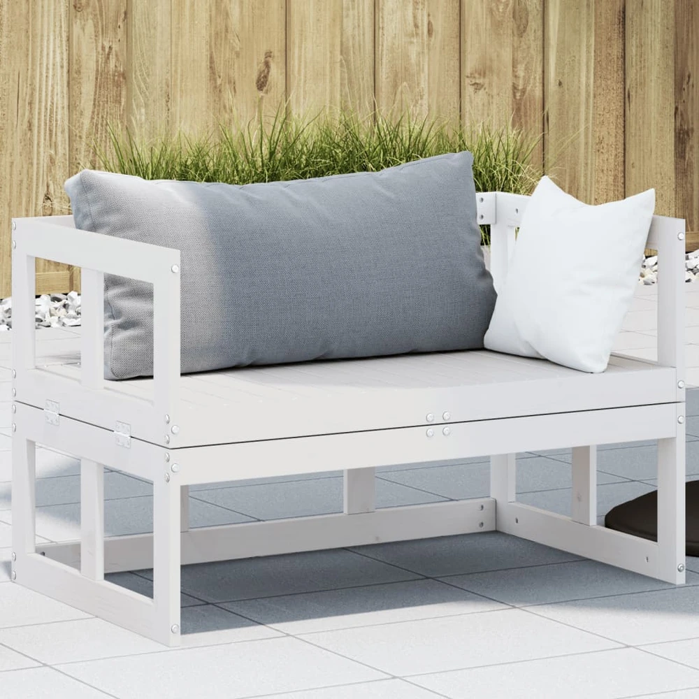 Sodo lovelis su treliažu, baltos spalvos, 80x40x121,5cm, PP