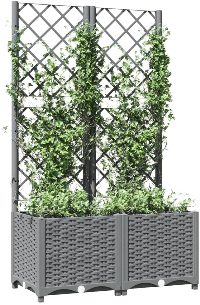 Sodo lovelis su treliažu, šviesiai pilkas, 80x40x136cm, PP