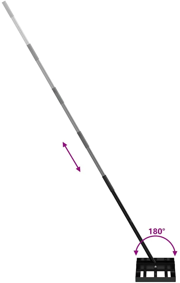 Sodo lygiavimo grėblys Juoda 45 x 25 x 200 cm