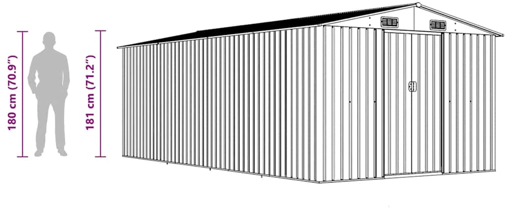 Sodo pašiūrė, antracito spalvos, 257x489x181cm, metalas