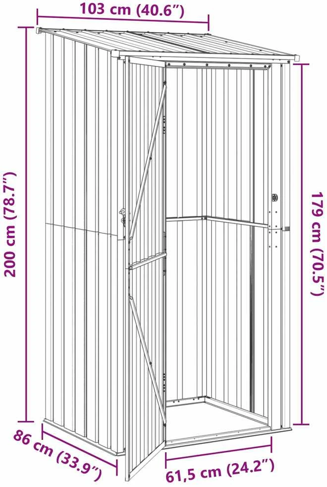 Sodo pašiūrės Antracitas 103 x 86 x 200 cm Metalas