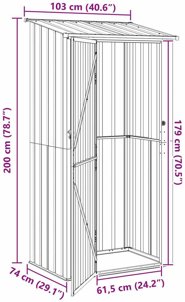 Sodo pašiūrės Ruda 103 x 74 x 200 cm Metalas