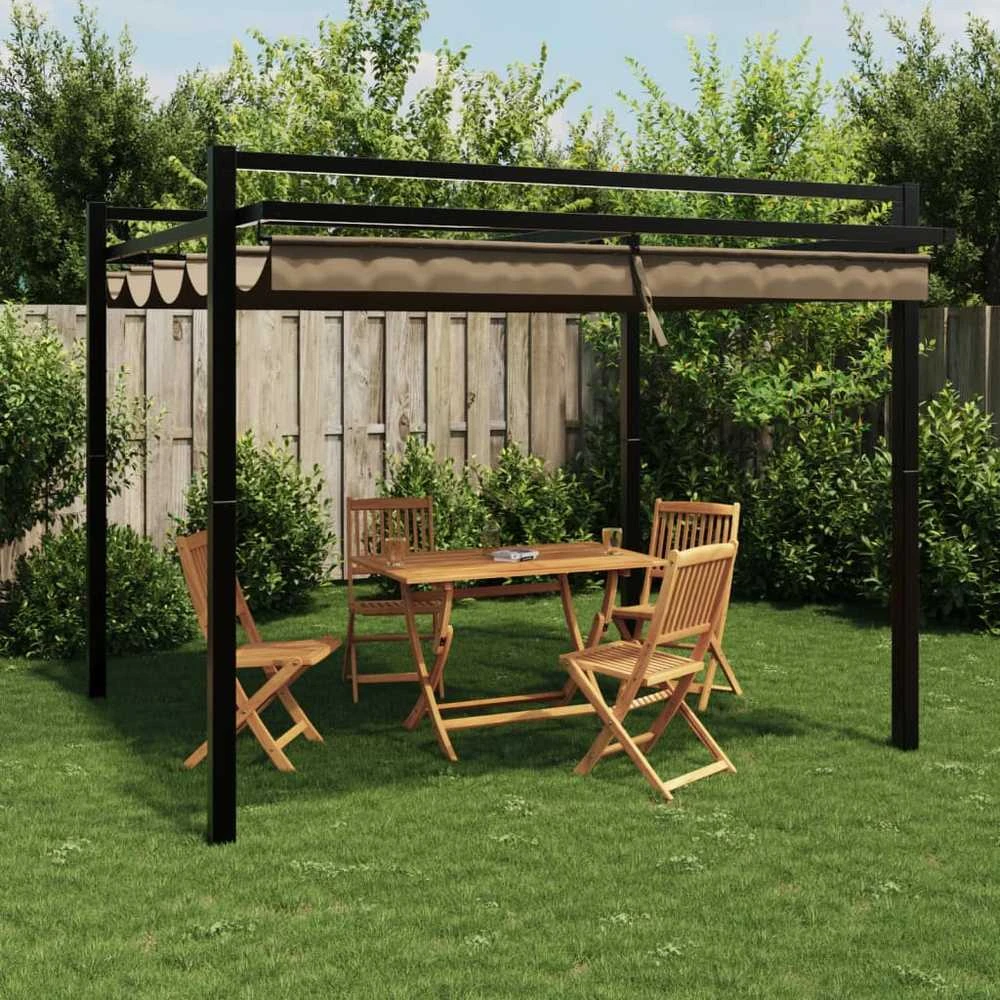 Sodo palapinė su užuolaidomis, taupe spalvos, 4x3m, 180g/m²