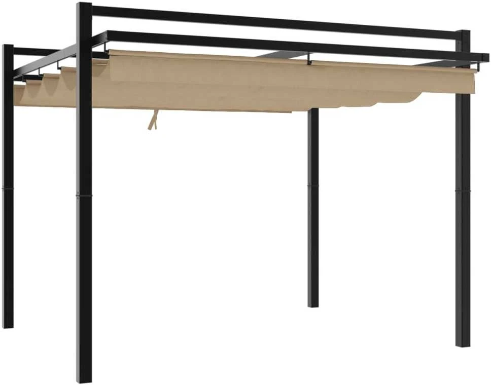 Sodo palapinė su užuolaidomis, taupe spalvos, 4x3m, 180g/m²