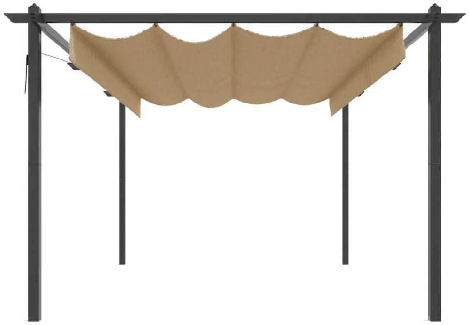 Pavėsinė su tinklinėmis sienelėmis, taupe, 6x3m, plienas