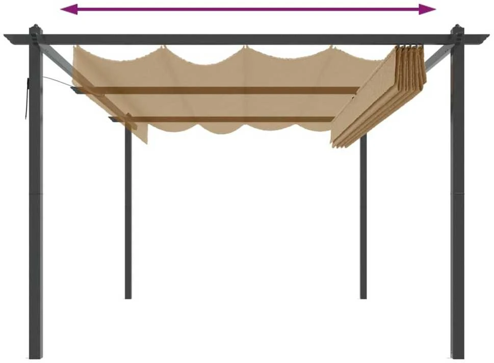 Pavėsinė su tinklinėmis sienelėmis, taupe, 6x3m, plienas