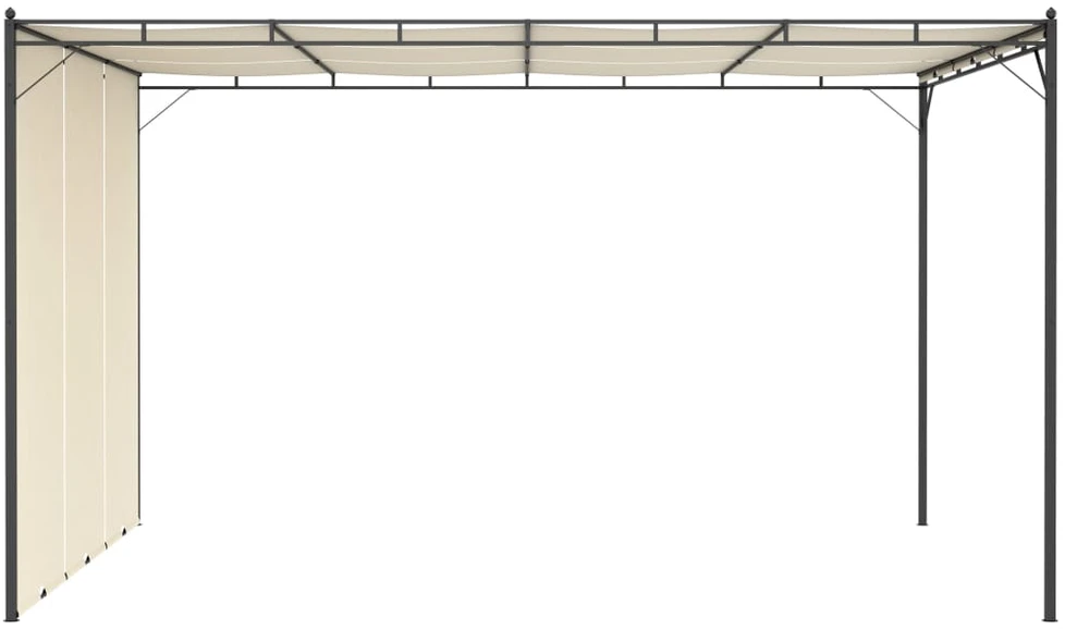 Sodo pavėsinė su šonine užuolaida, kreminės spalvos, 4x3x2,25m
