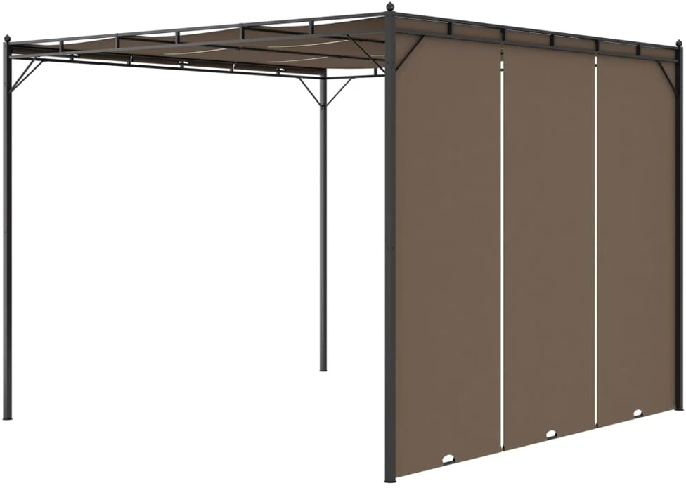 Sodo pavėsinė su šonine užuolaida, taupe spalvos, 3x3x2,25m