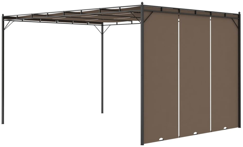 Sodo pavėsinė su šonine užuolaida, taupe spalvos, 4x3x2,25m