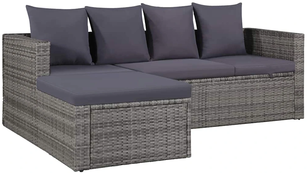 Lauko baldų komplektas Sodo poilsio baldų komplektas su pag., 4d., pilk. sp., polir.