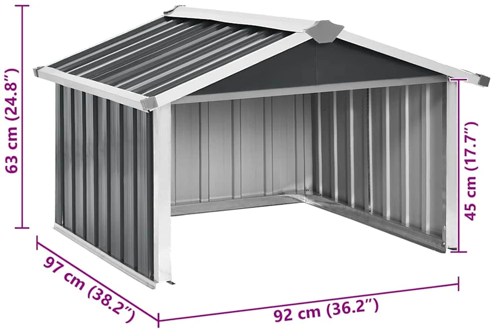 Sodo roboto vejapjovės garažas, antracito, 92x97x63cm, plienas