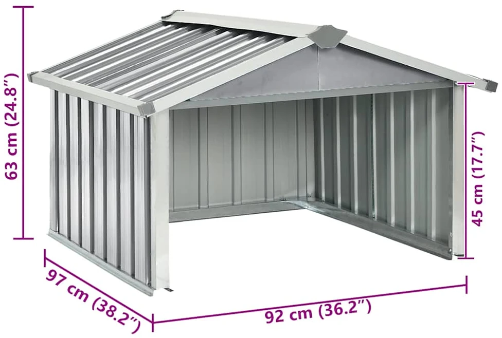 Sodo roboto vejapjovės garažas, pilkas, 92x97x63cm, plienas