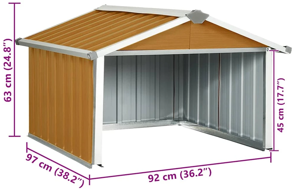 Sodo roboto vejapjovės garažas, rudas, 92x97x63cm, plienas