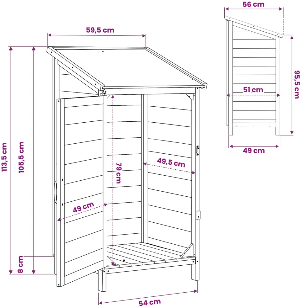 Sodo Sandėlys Balta 59,5 x 56 x 113,5 cm Kietasis pušinis medis