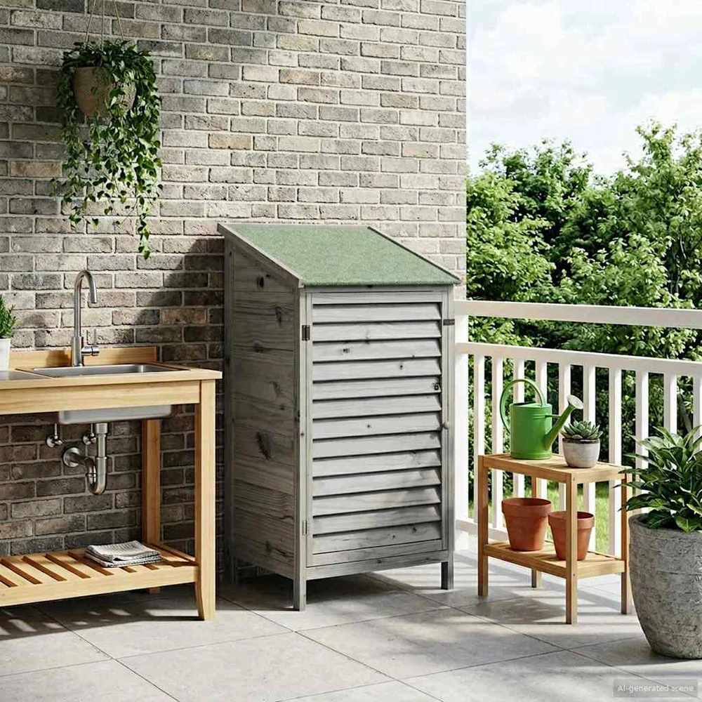 Sodo Sandėlys Pilka 59 x 56 x 113,5 cm Kietasis pušinis medis
