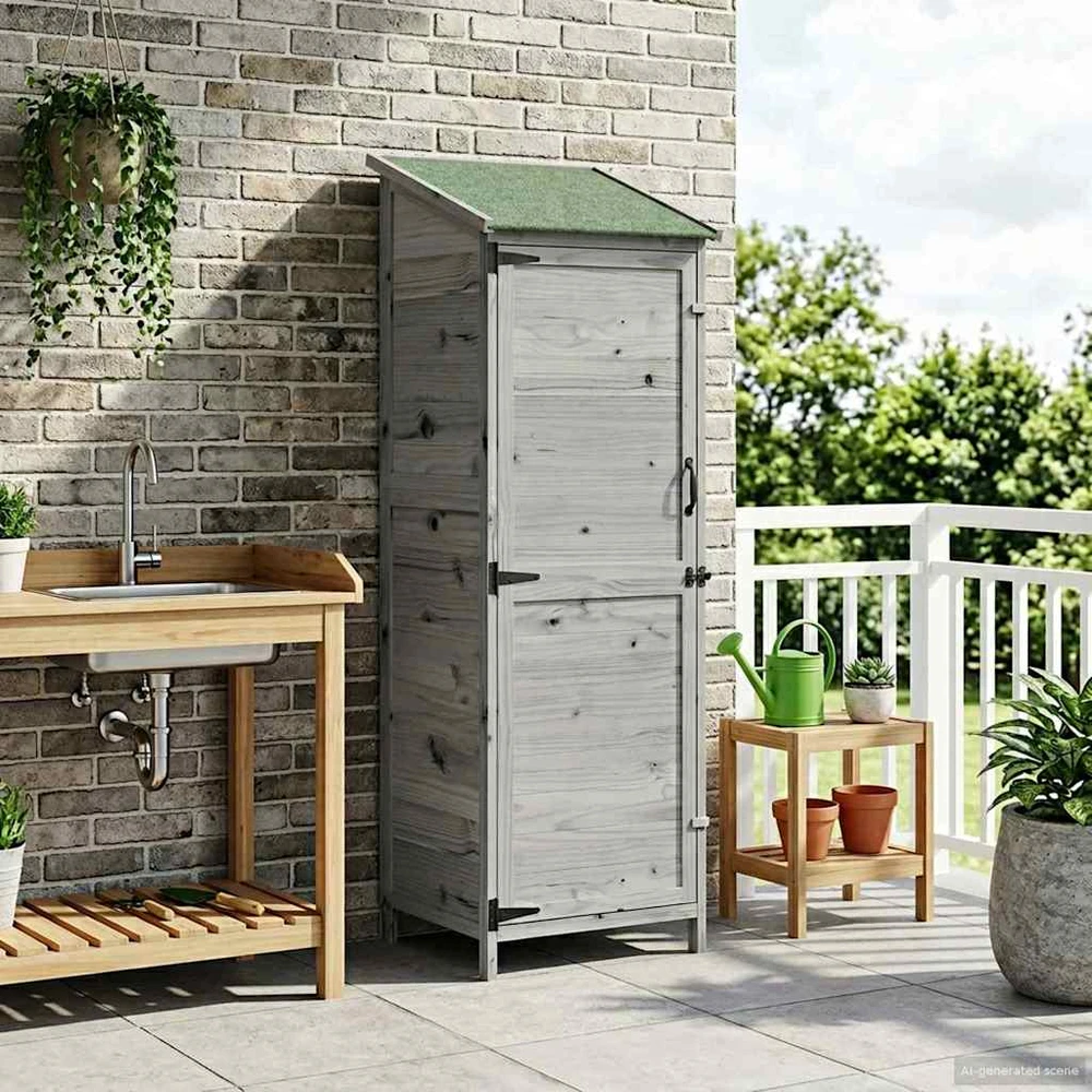 Sodo Sandėlys Pilka 59,5 x 56 x 176,5 cm Kietasis pušinis medis