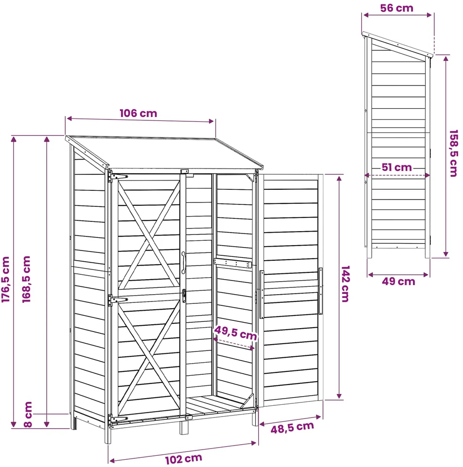 Sodo Sandėlys Ruda 106 x 56 x 176,5 cm Kietasis pušinis medis