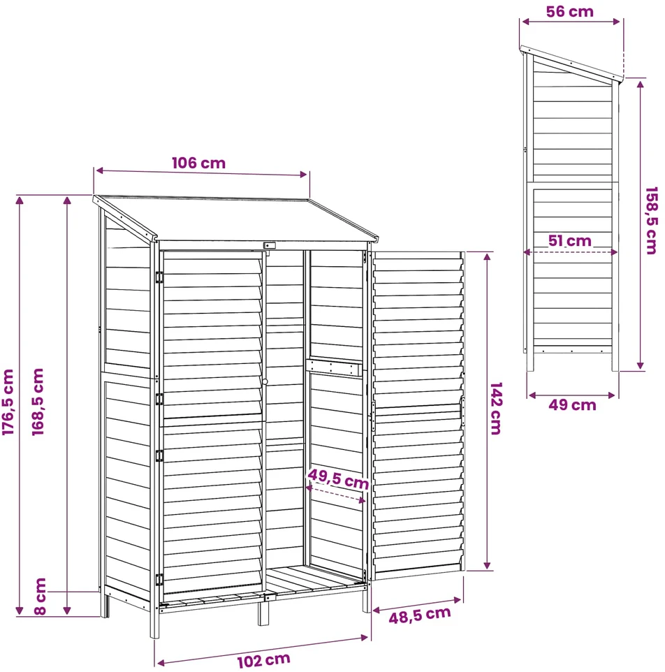 Sodo Sandėlys Ruda 106 x 56 x 176,5 cm Kietasis pušinis medis