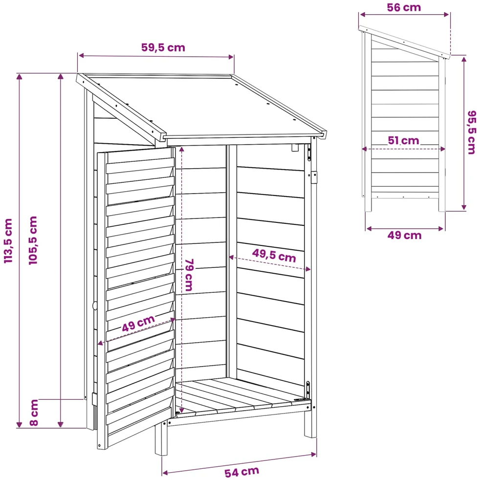 Sodo Sandėlys Ruda 59 x 56 x 113,5 cm Kietasis pušinis medis