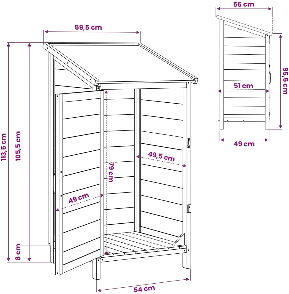 Sodo Sandėlys Ruda 59 x 56 x 113,5 cm Kietasis pušinis medis