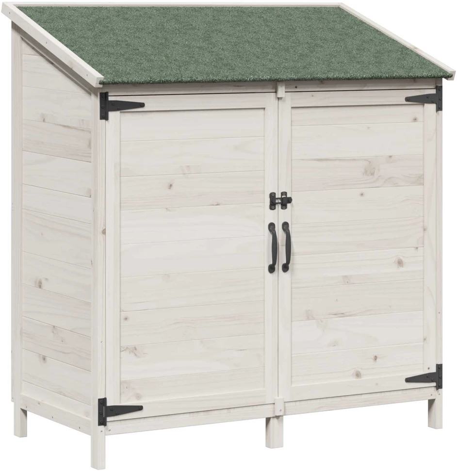 Sodo Sandėlys su stogu su saugykla Balta 106,5 x 56 x 113,5 cm