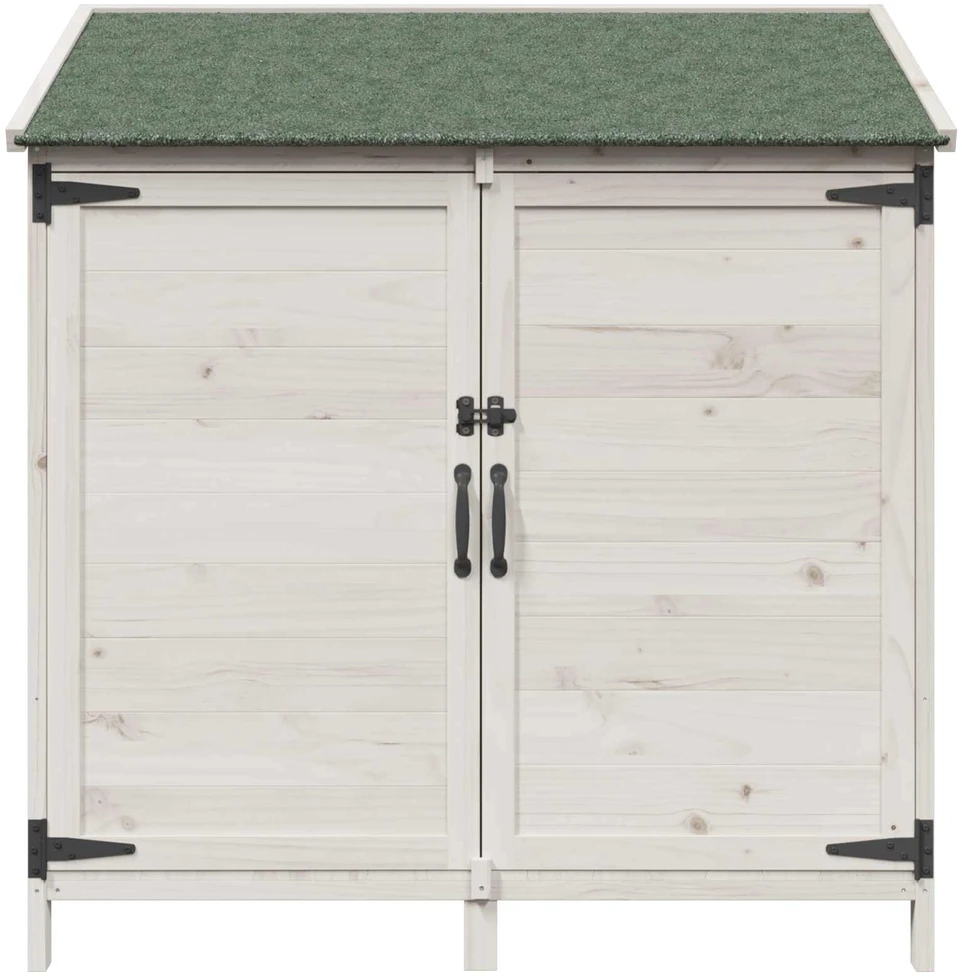 Sodo Sandėlys su stogu su saugykla Balta 106,5 x 56 x 113,5 cm