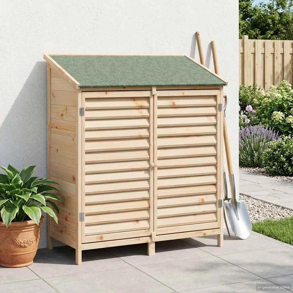 Sodo Sandėlys su stogu su saugykla Natūrali 106 x 56 x 113,5 cm