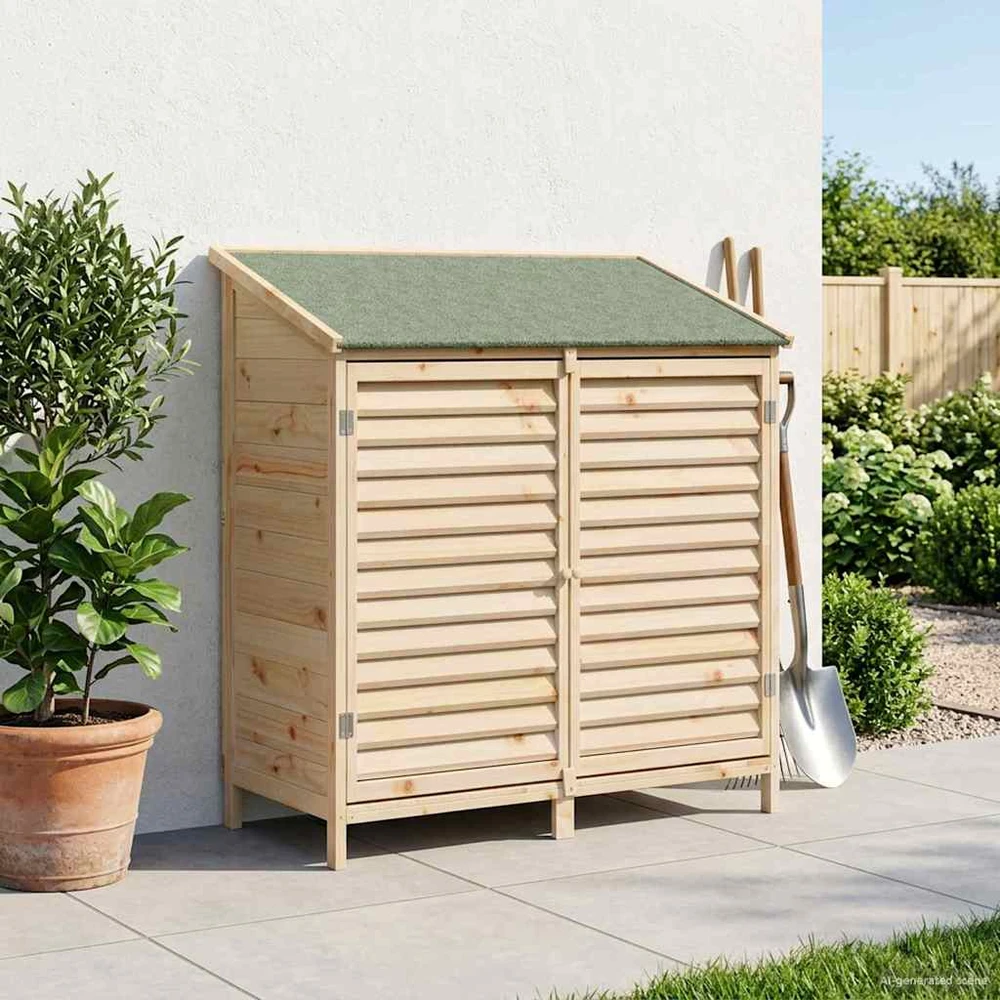 Sodo Sandėlys su stogu su saugykla Natūrali 106 x 56 x 113,5 cm