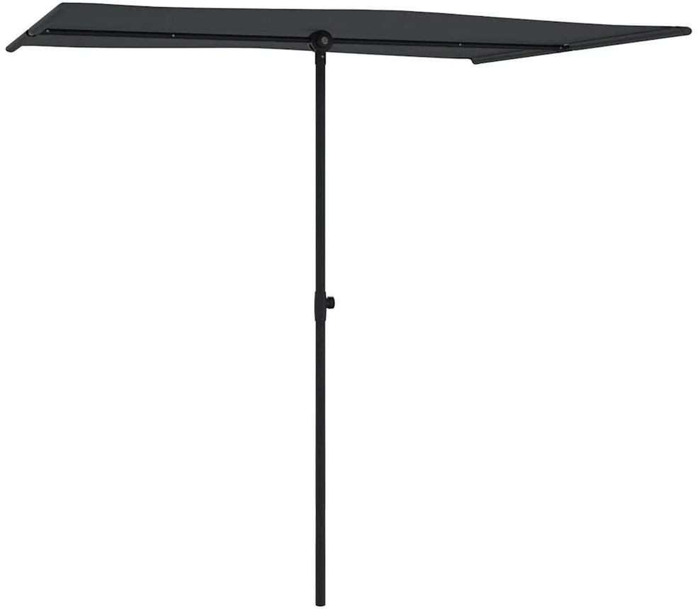 Sodo skėtis nuo saulės su aliuminio stulpu, juodas, 2x1,5m
