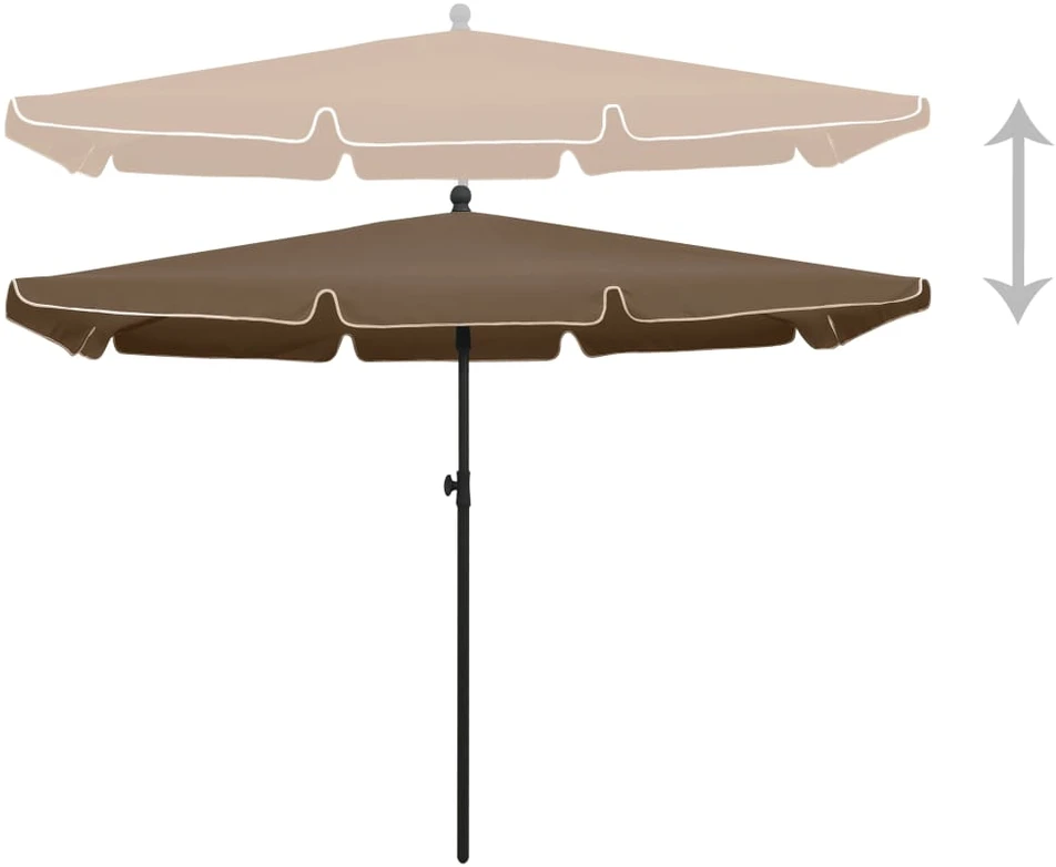 Sodo skėtis nuo saulės su stulpu, taupe spalvos, 210x140cm