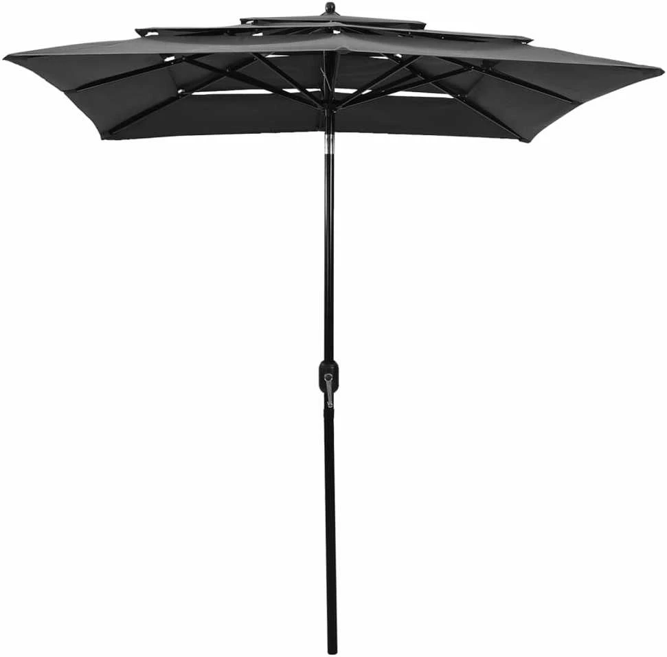 Sodo skėtis su aliuminio stulpu, antracito, 2x2m, 3 aukščių