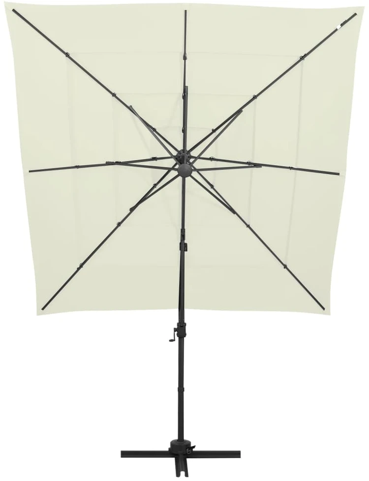 Sodo skėtis su aliuminio stulpu, smėlio, 250x250cm, 4 aukščių