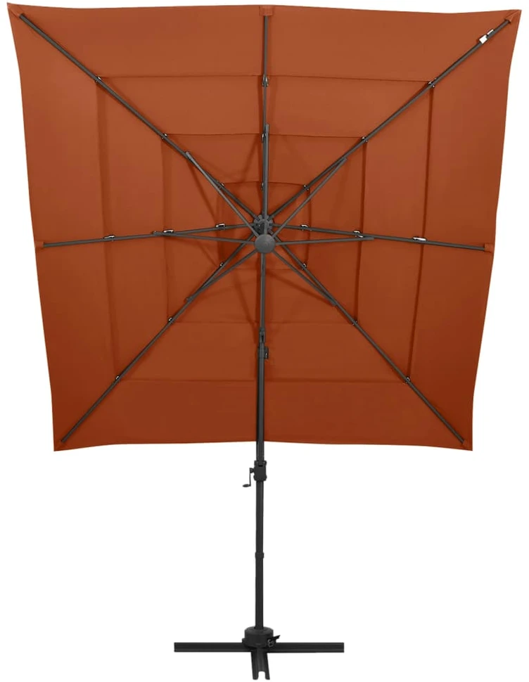 Sodo skėtis su aliuminio stulpu, terakota, 250x250cm, 4 aukščių