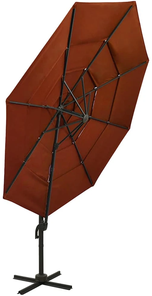 Sodo skėtis su aliuminio stulpu, terakota, 3x3m, 4 aukščių